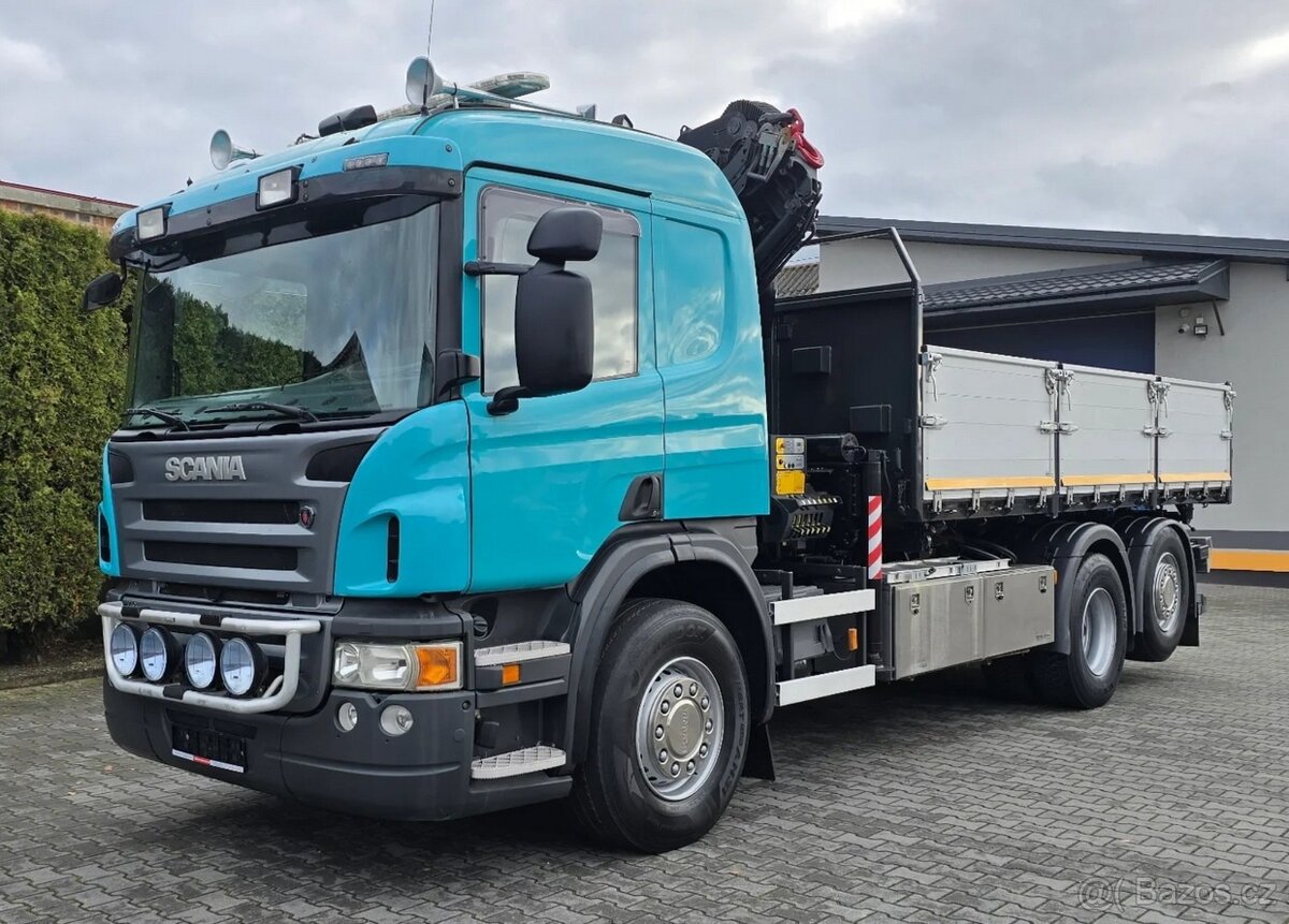 Scania P400-6x2–Valník/Sklápěč S3+HR-PALFINGER PK 18002 EH - 3