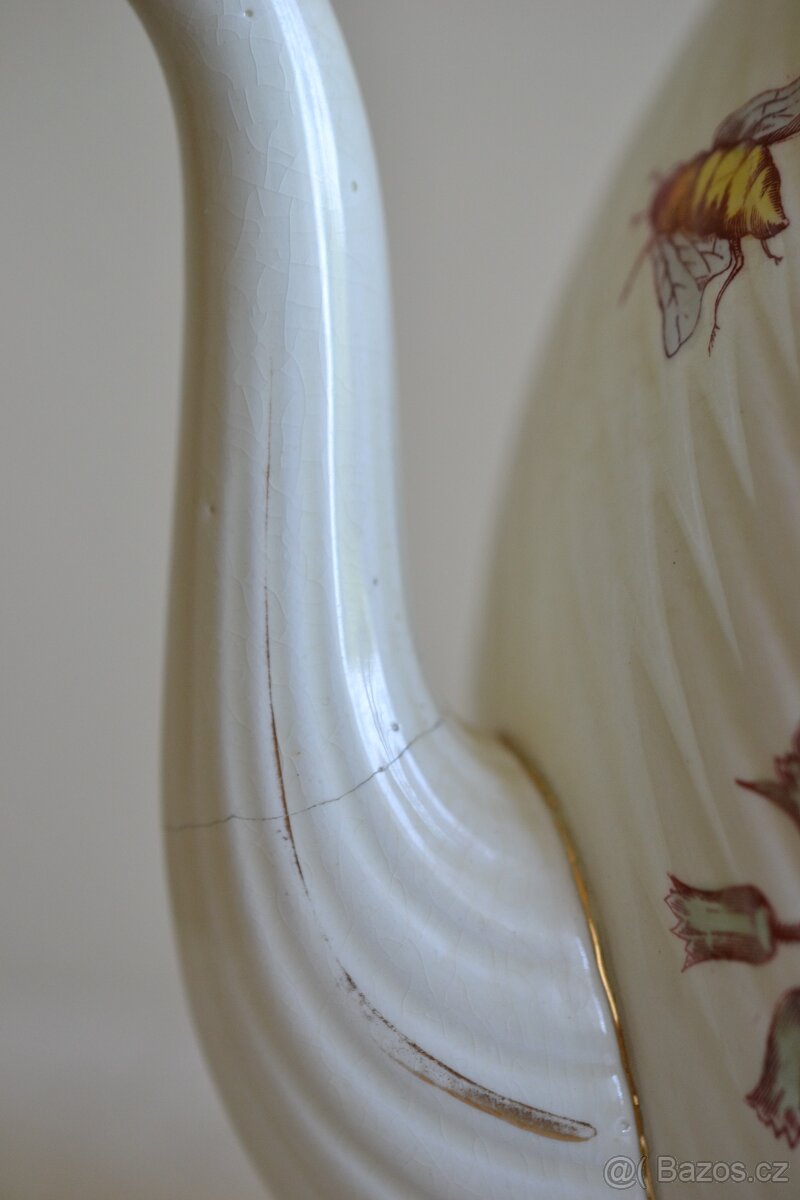 Starožitná keramická čajová konev+hrníček - 3