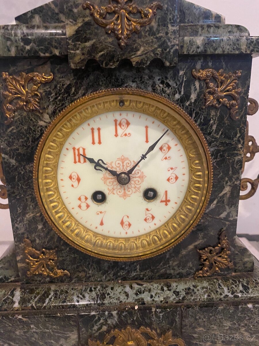 Francouzské krbové hodiny s mechanickým pérovým strojkem - 3