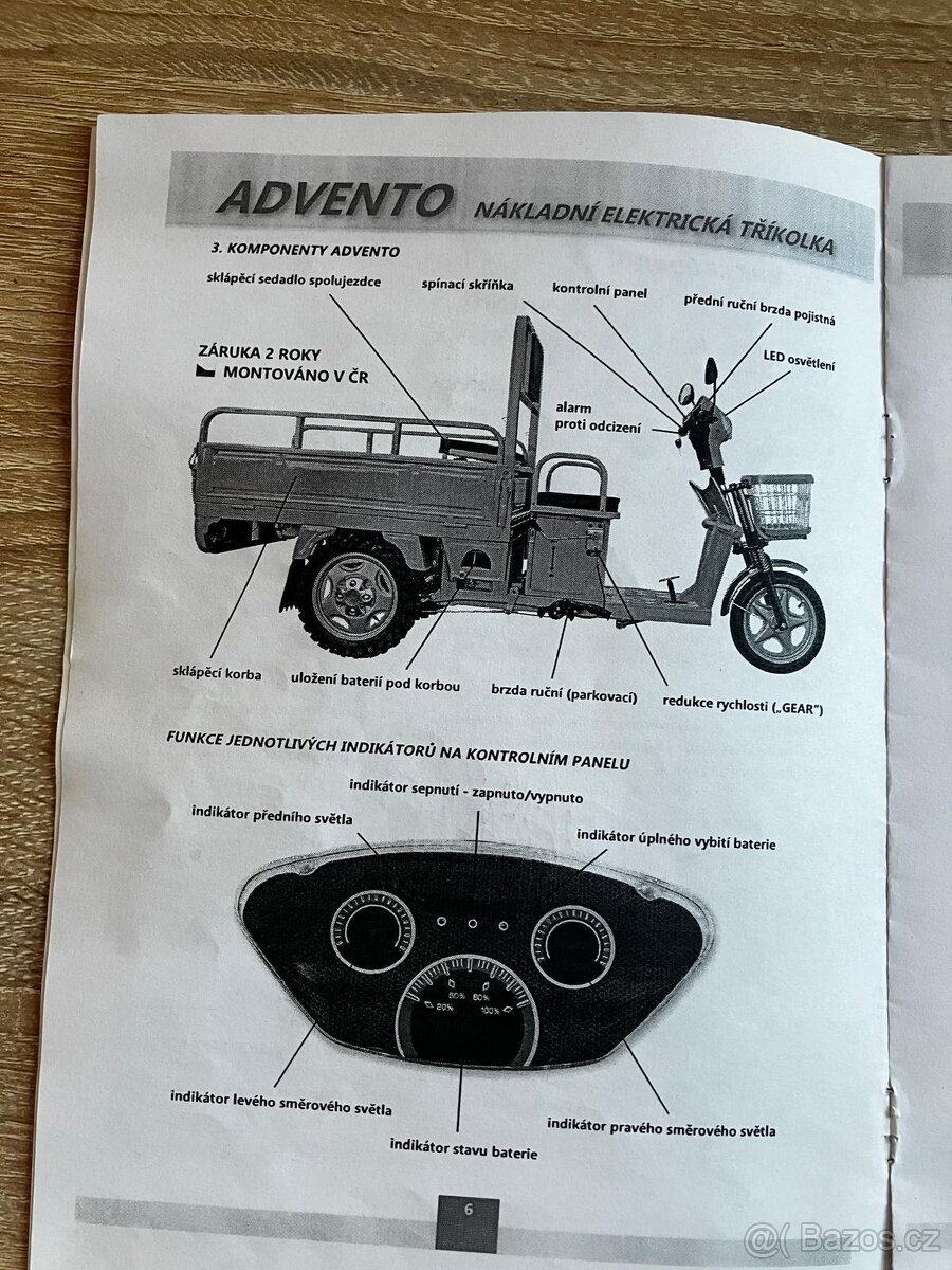 Nákladní elektrická tříkolka ADVENTO
