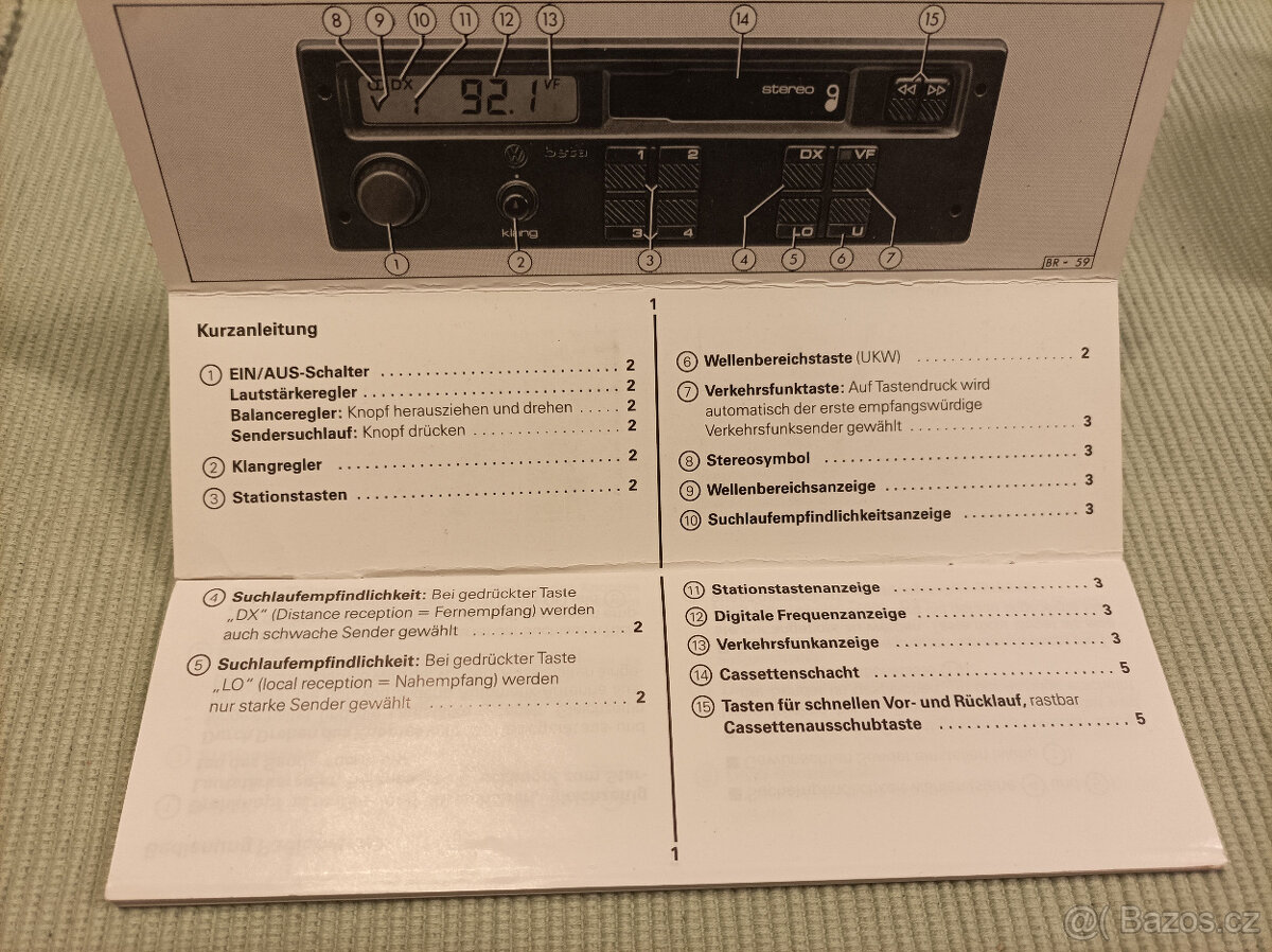 Originální autorádio VW Beta 2 - návod+bezp. karty - 3