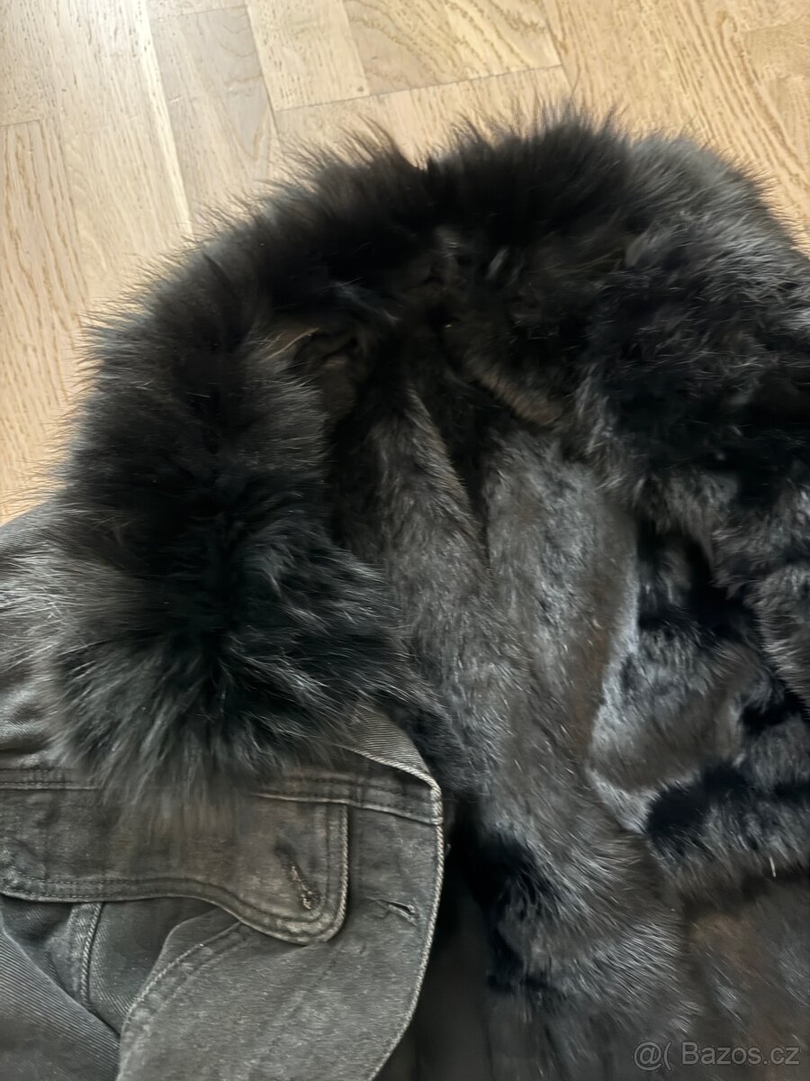 Džínová bunda s pravou kožešinou - 3