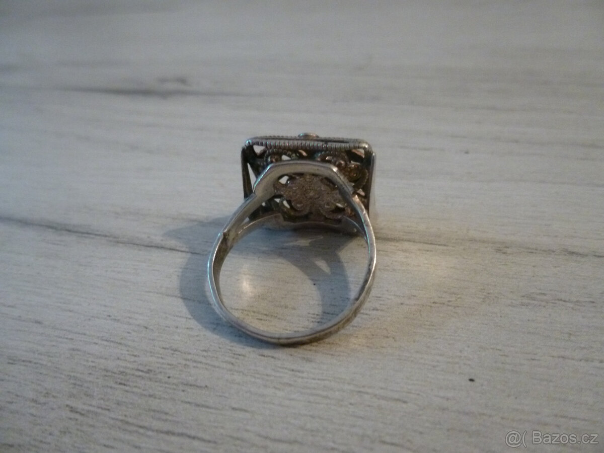 Stříbrný prsten starožitný - 3