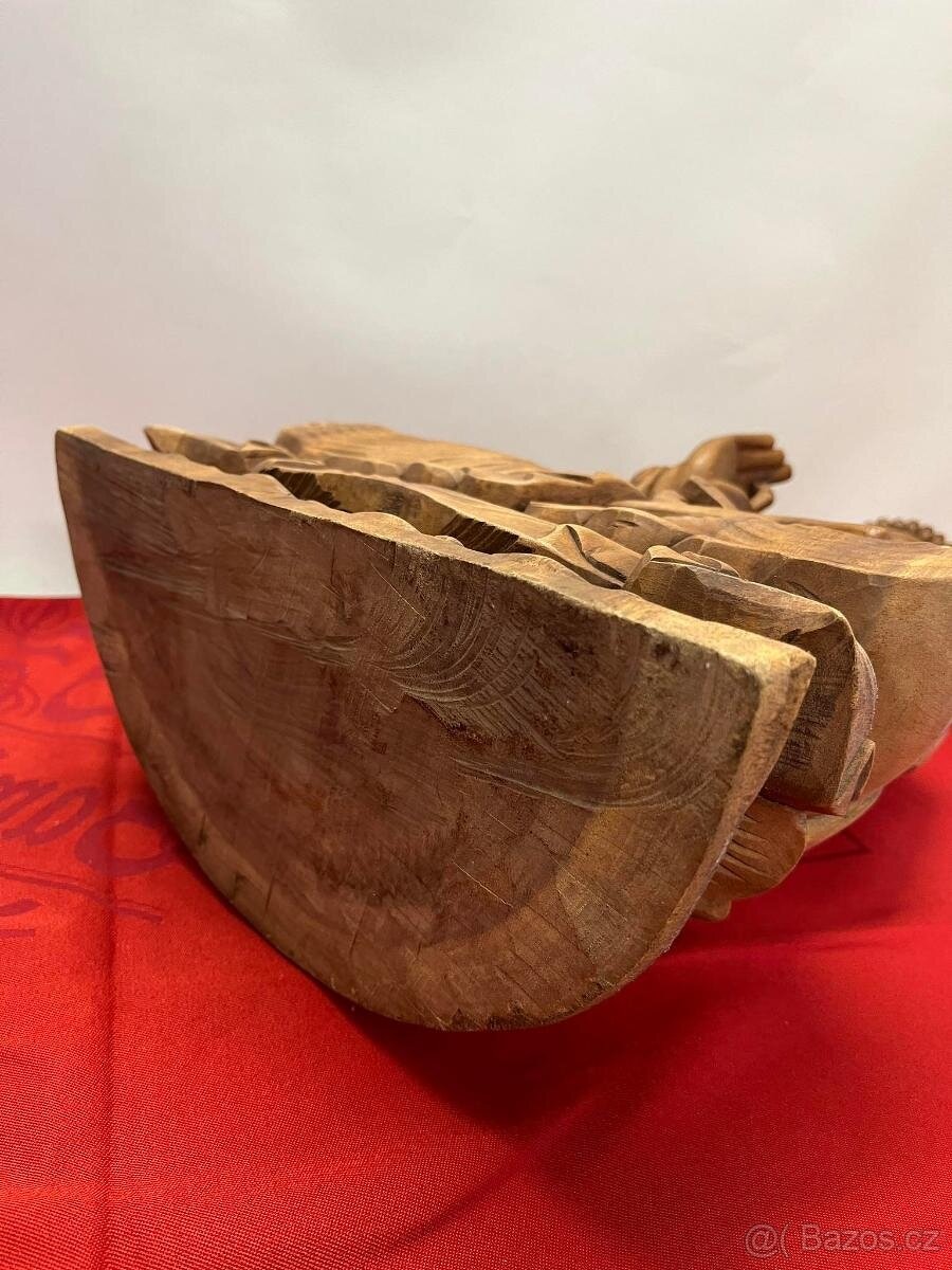 Starší vyřezávaná dřevěná socha Budha Belgie - 3