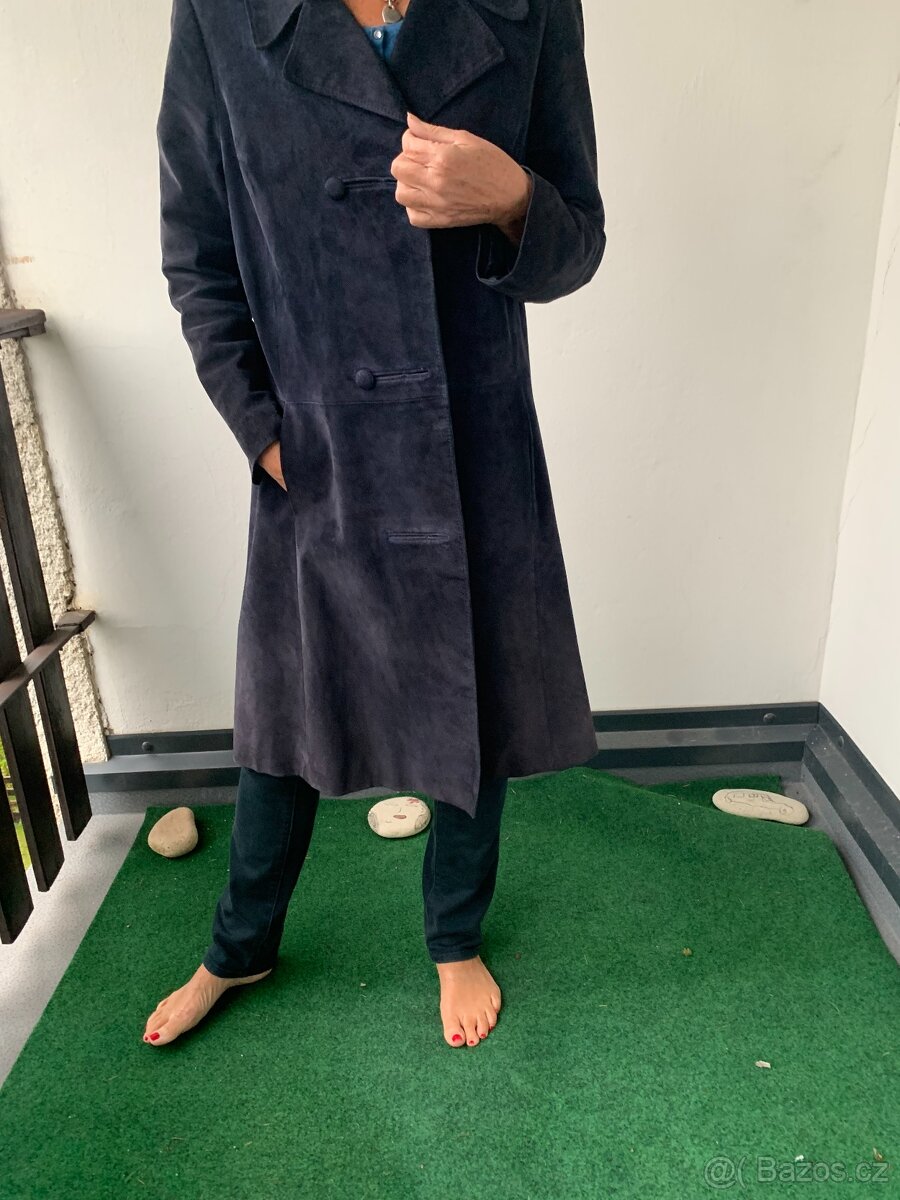 tm. modrý semišový kabát - vel. M - 3