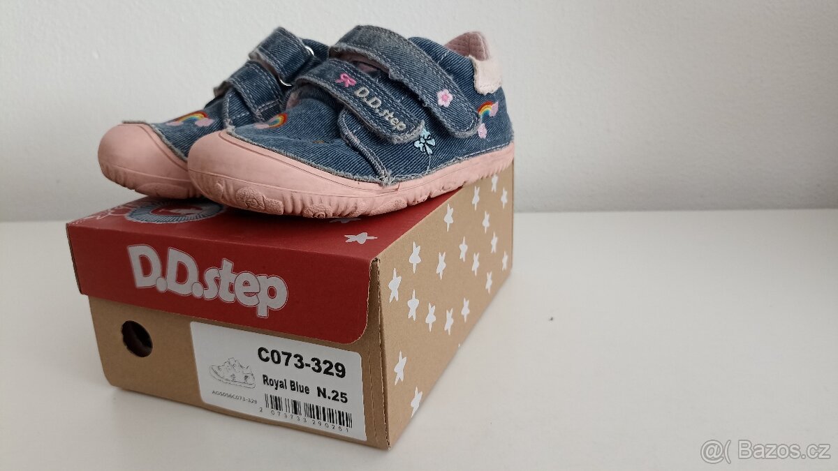Barefoot plátěné tenisky D.D.step - modré (25) - 3