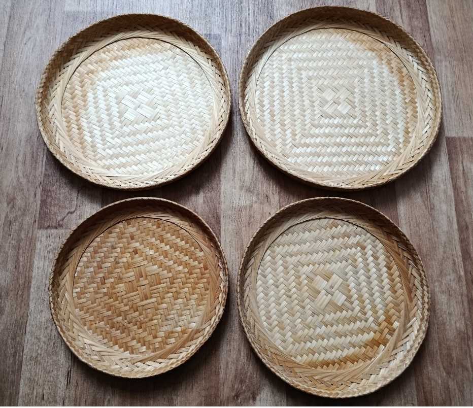 Vintage bambusové podnosy/misky set (4ks) - 3