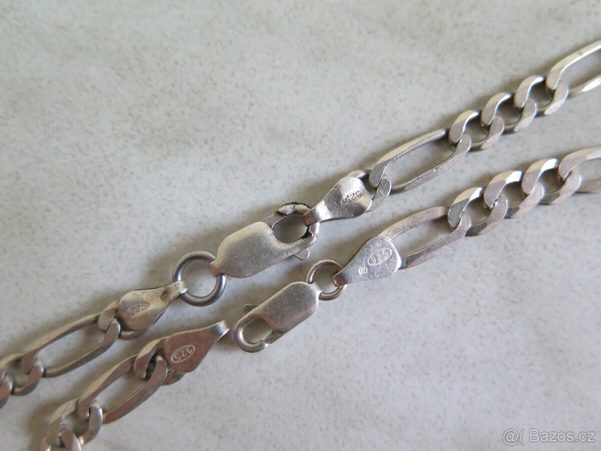Pánský řetízek a náramek - stříbro 925 vazba Figaro - 3