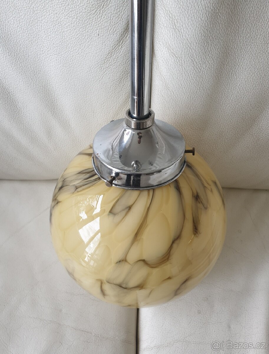 Starožitný lustr art deco koule na tyči - 3