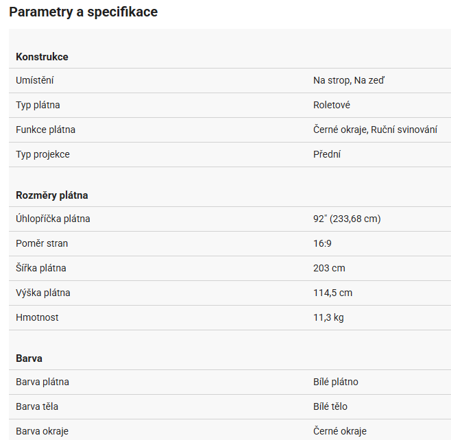 Projekční plátno roletové, rozměr 203 cm × 114,5 cm - 3