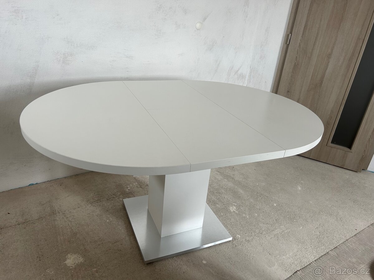 Kulatý rozkládací jídelní stůl – bílý, průměr 104 cm - 3