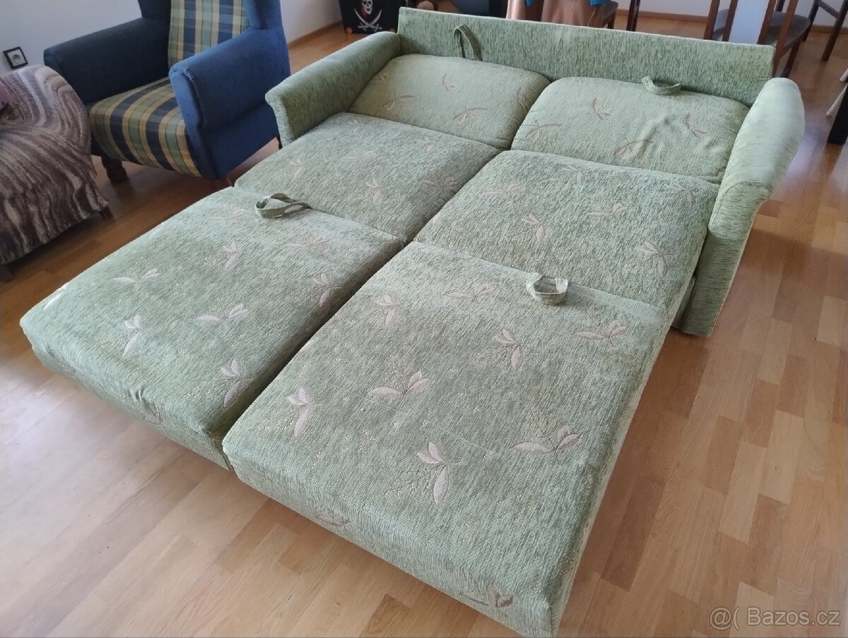 Rozkládací pohovka (gauč) zelená - 3