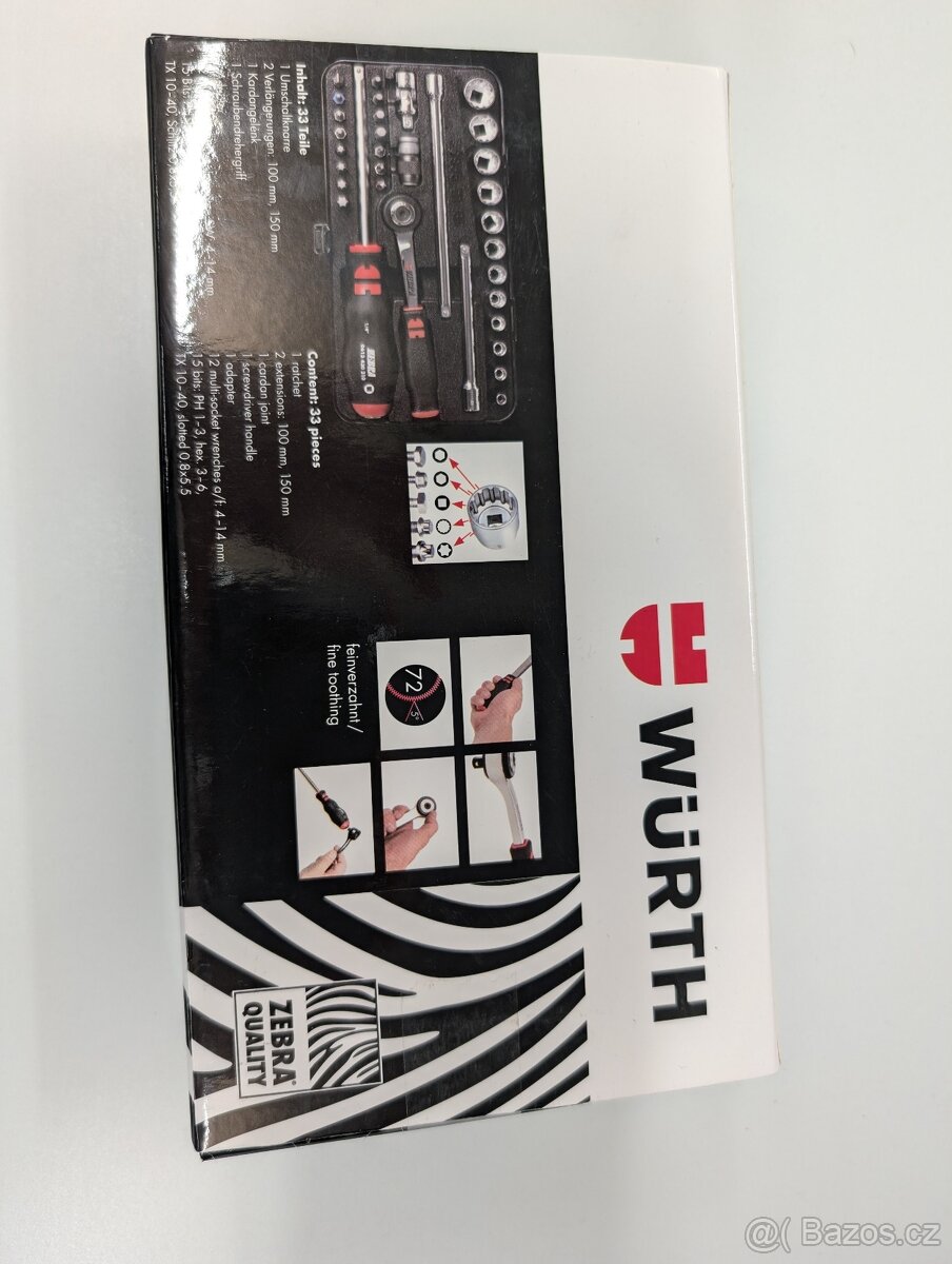 WÜRTH Gola sada s ráčnou 1/4", 33 ks - 3