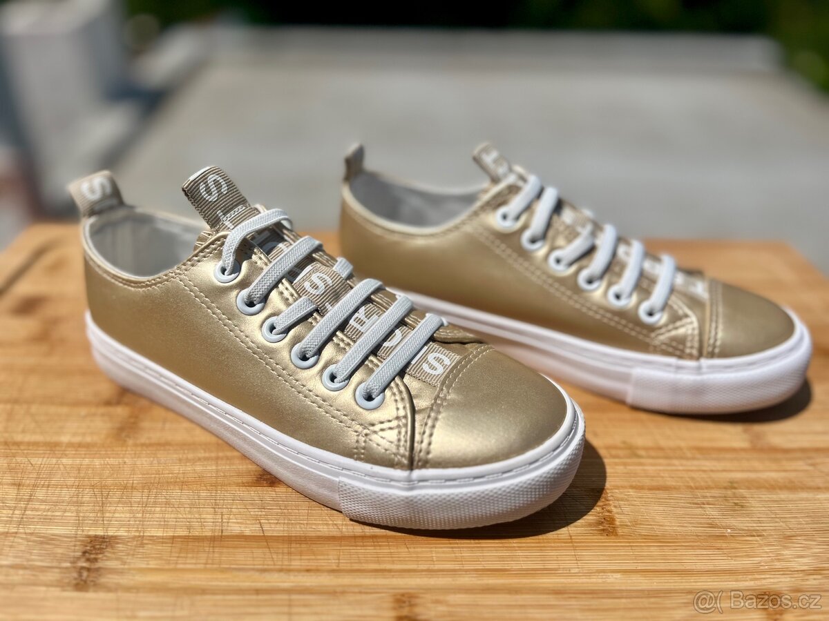 Zlaté dívčí tenisky Baťa – NOVÉ, vel. 33 - 3