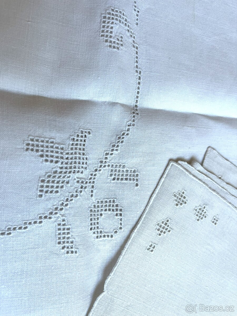 Prodám lněný ubrus a 6 ubrousků - 3