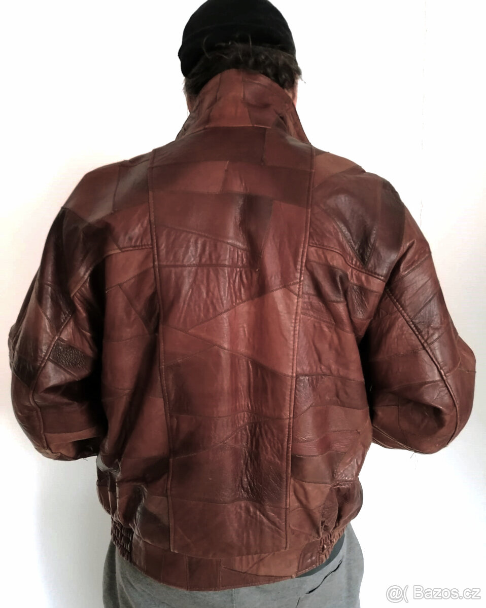 Vintage hnědá pánská kožená bunda - 3
