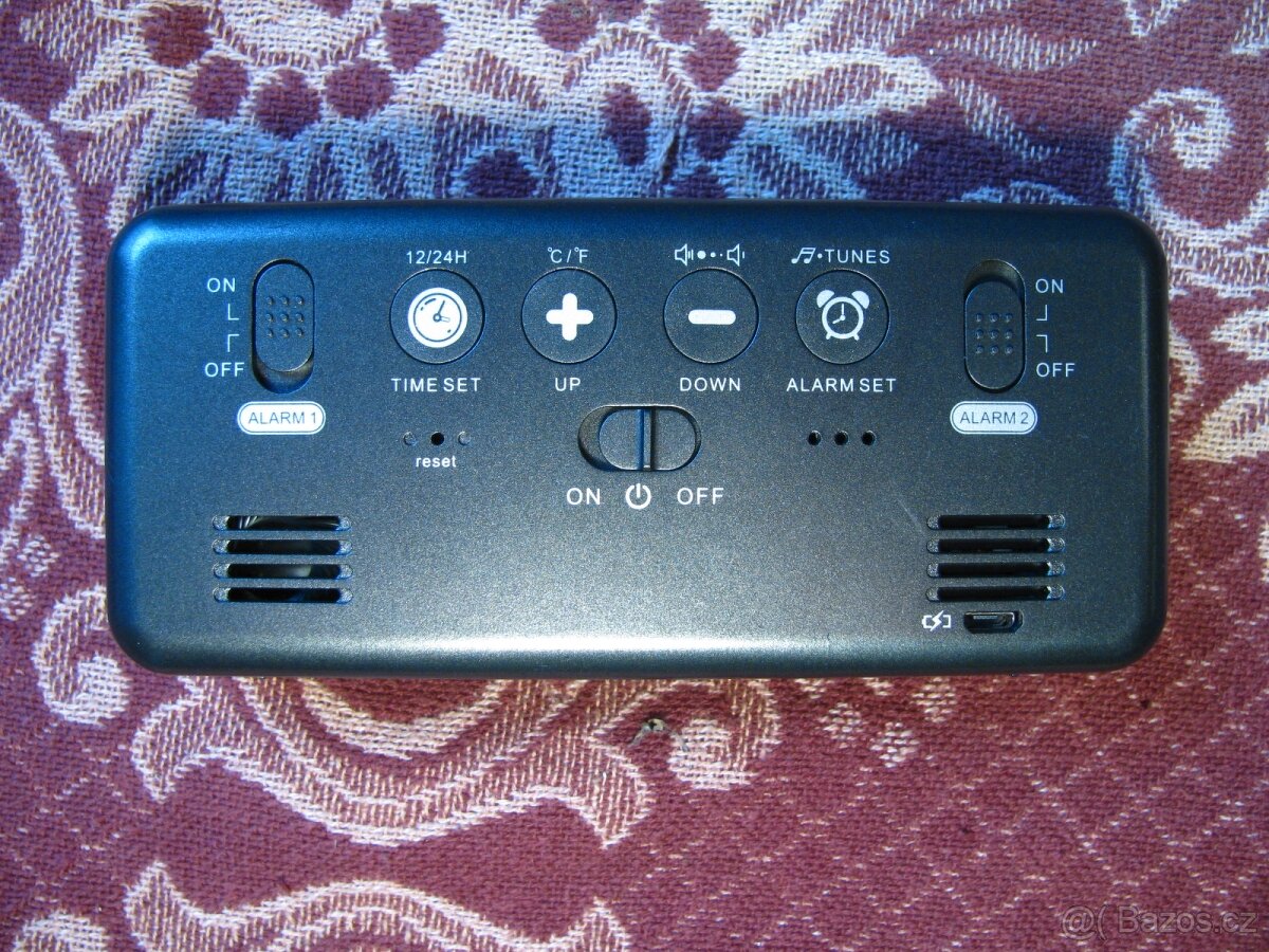 Stolní digitální HODINY BUDÍK + TEPLOMĚR podvětlené - 3