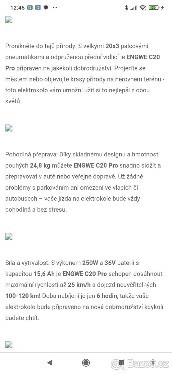 Prodám elektrické skládací kolo Engwe C20 PRO - 3
