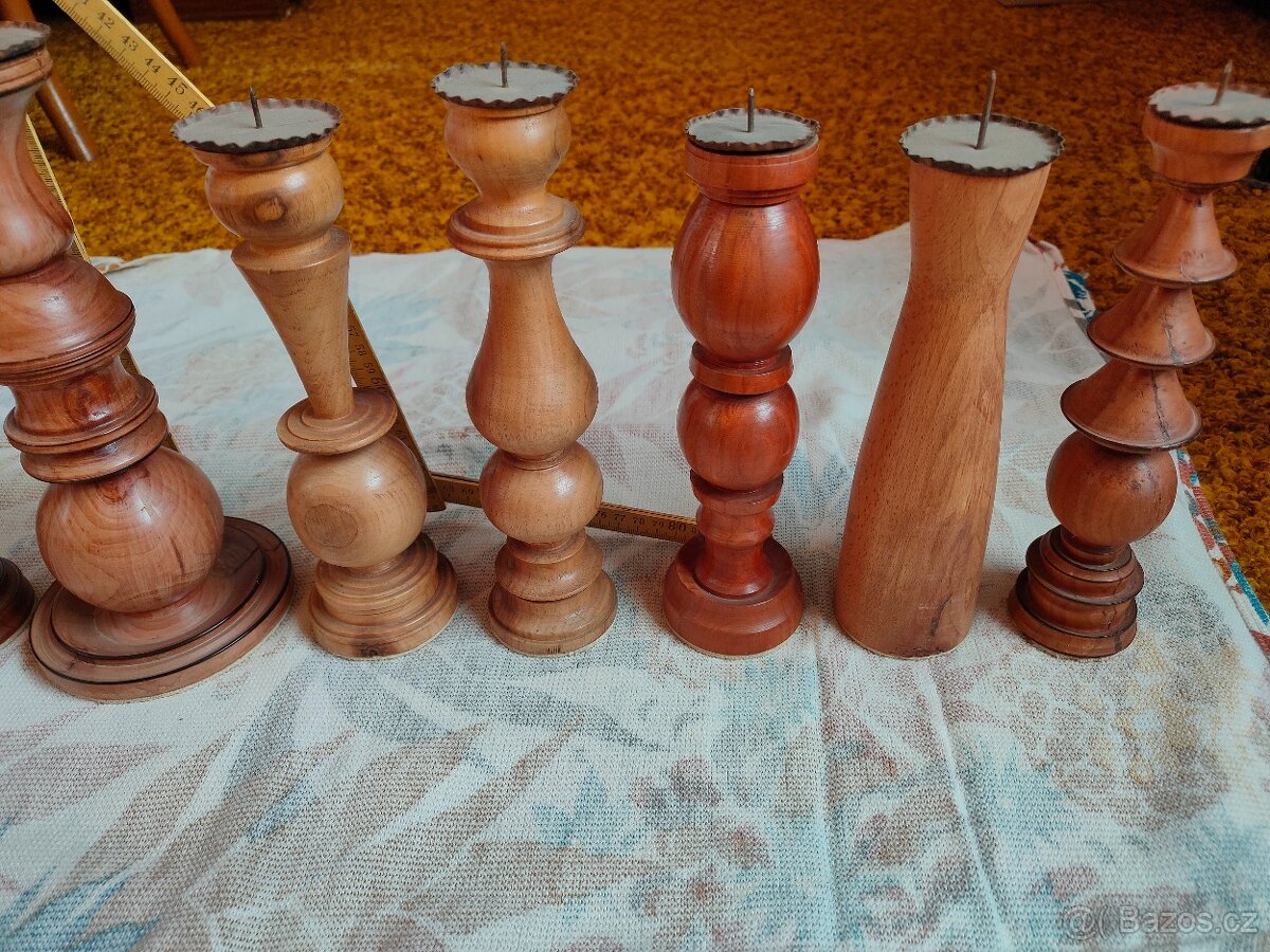 Dřevěné svícny-9ks - 3