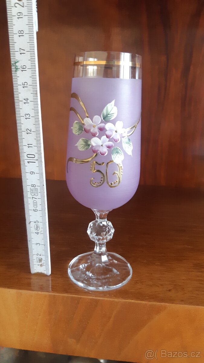 Novoborské sklo - sklenička k 50. výročí narozenin - 3