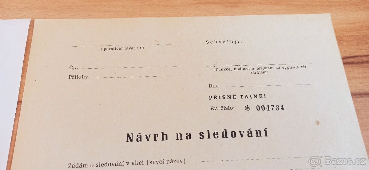 Originální formuláře, dokumenty STB. - 3