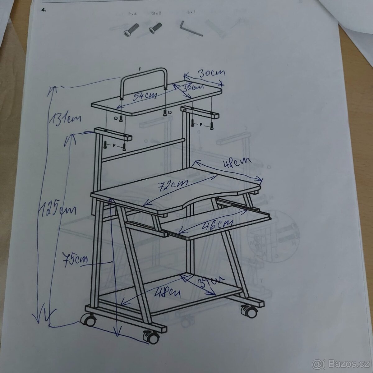 PC stolek pro harmonickou práci/studium (mobilní, na kolečká - 3