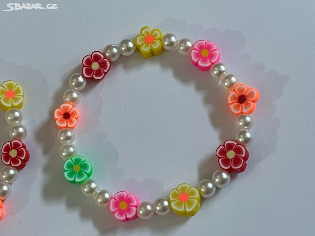 Náramek - barevné kytičky - 3