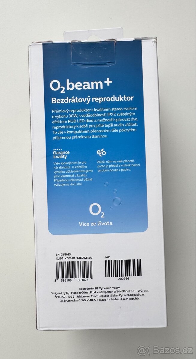 Prodám bezdrátový reproduktor O2 Beam+ - 3