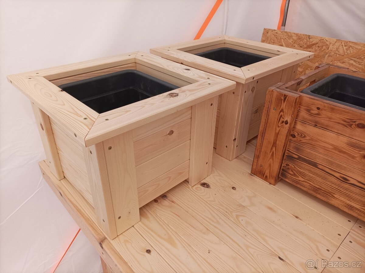 Dřevěný květináč, truhlík, skladem - 3