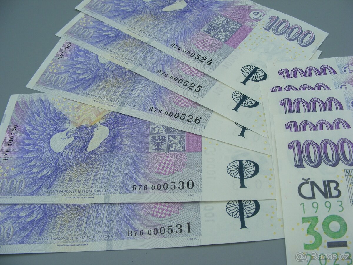 Pamětní 1000,- s přítiskem 30let ČNB 10ks - 3