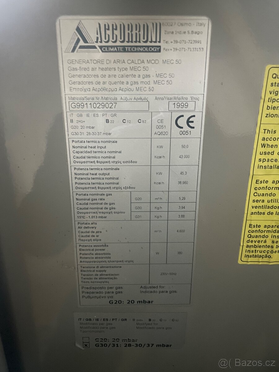 Plynové topidlo Accorroni MEC 50 kW - 3
