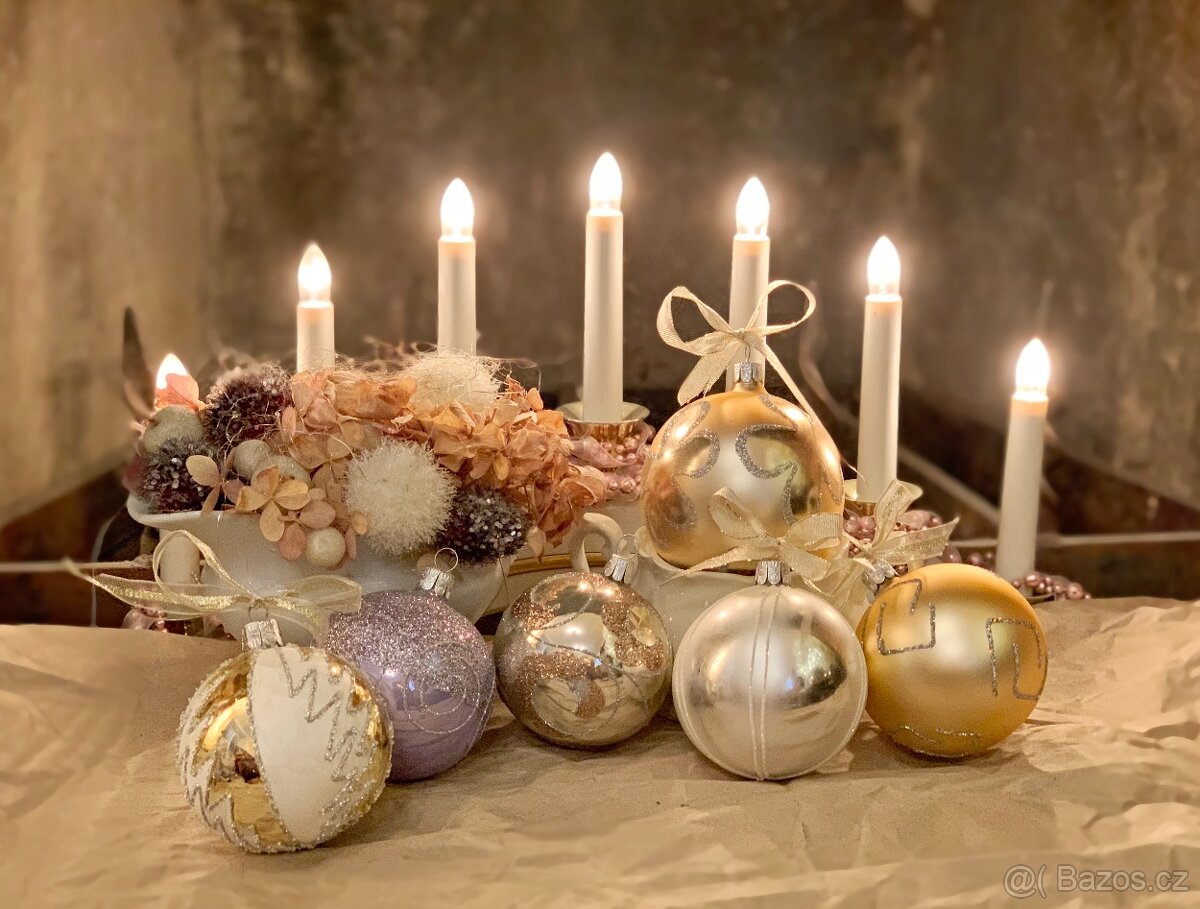 Tradiční Vánoční ozdoby Koule sklo Mix (Box 6 ks) - 3