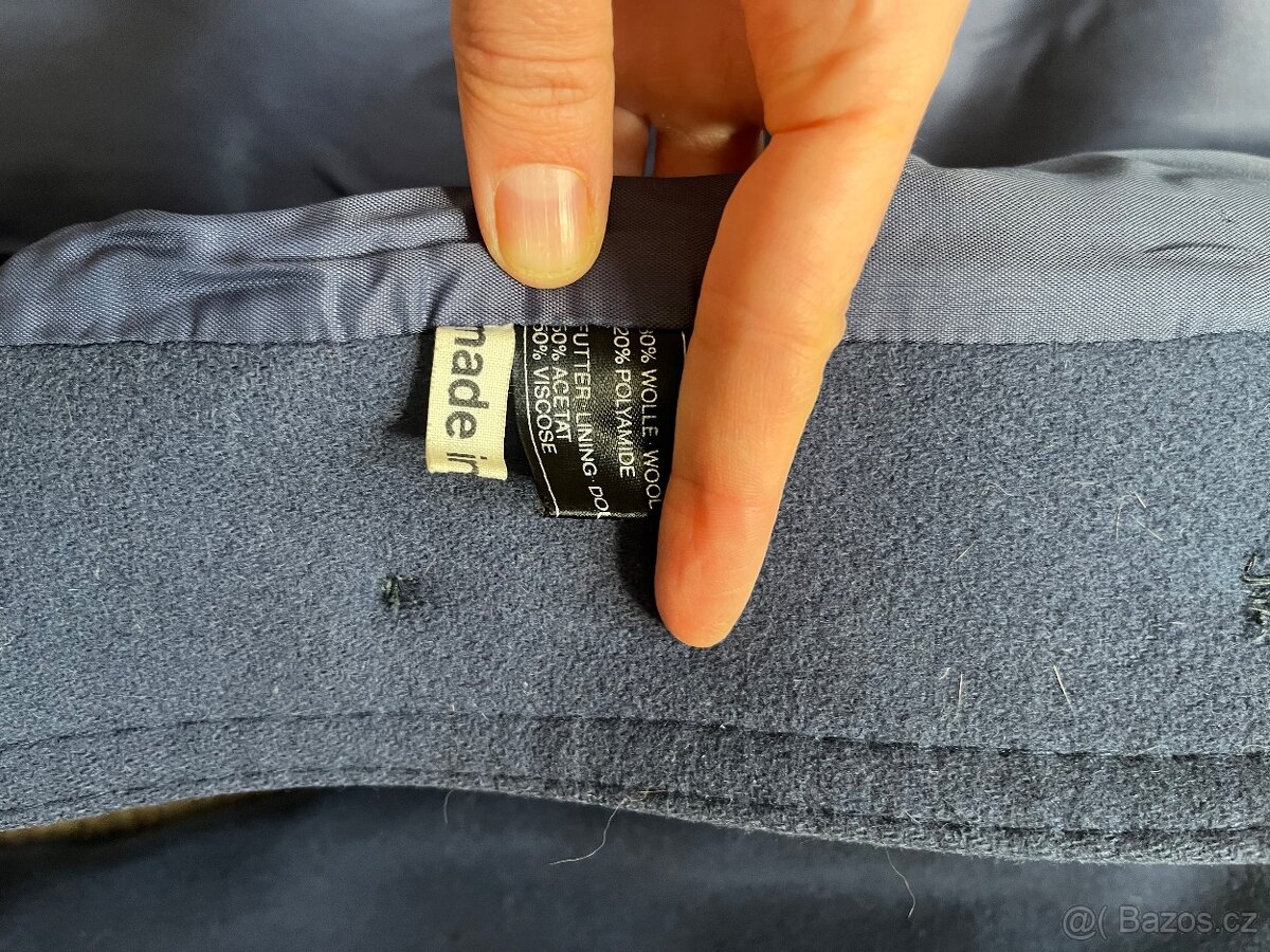 Vlněný vintage kabát s norkovou kožešinou M - 3