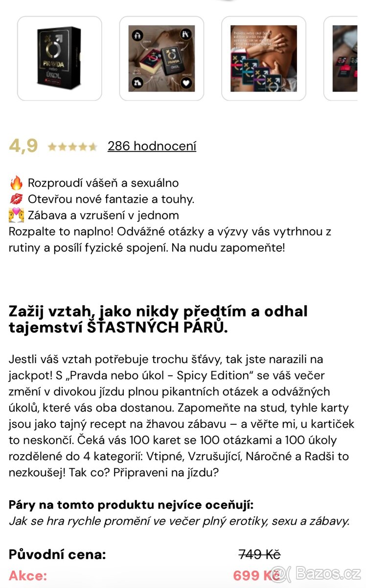 Karetní hra Pravda nebo Úkol Spicy edition - 3