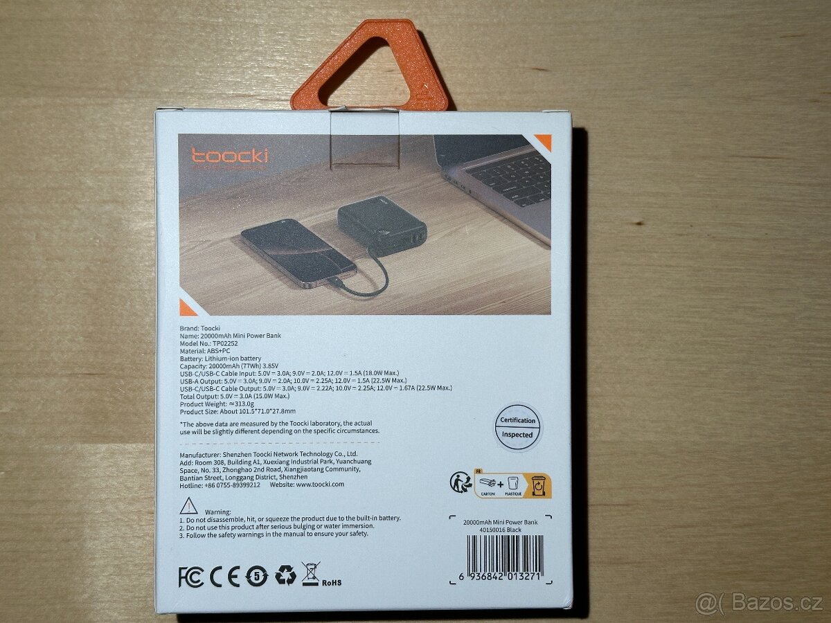 NOVÁ powerbanka Toocki 20000mAh 22.5W s integr.kabelem USB-C - 3
