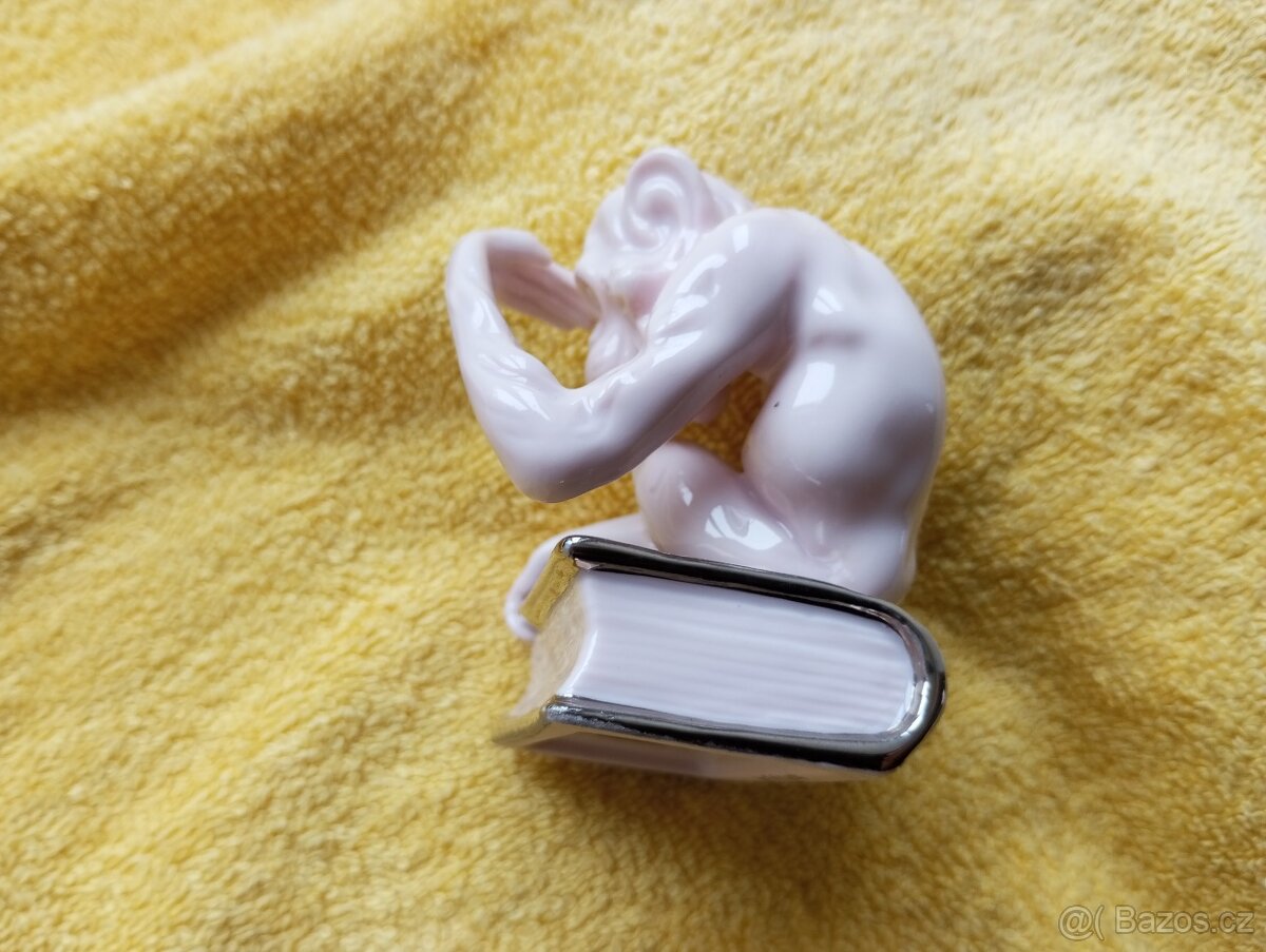 STAROŽITNÁ PORCELÁNOVÁ SOŠKA - RŮŽOVÁ OPICE - 3