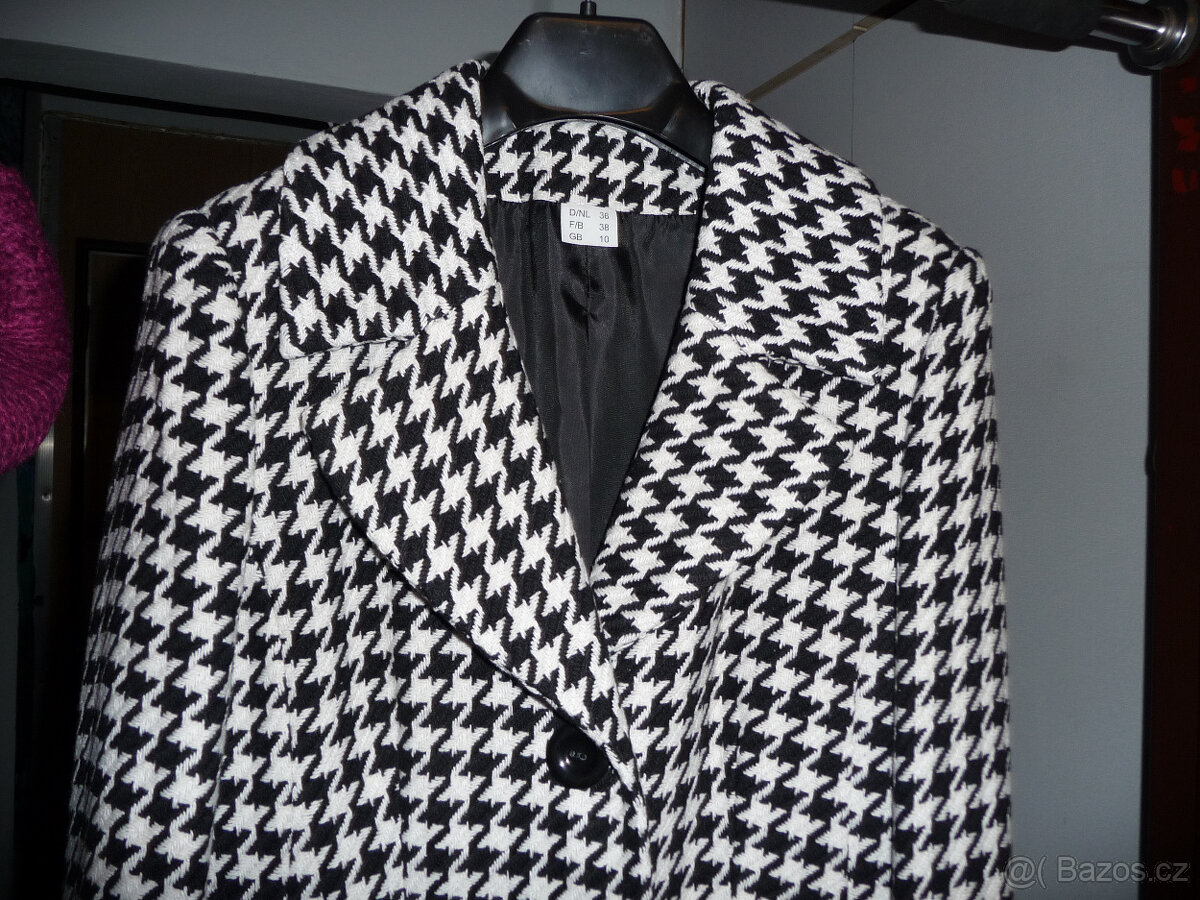 Kabát dlouhý dámský podzimní, pepito vzor, vel.38 - 3