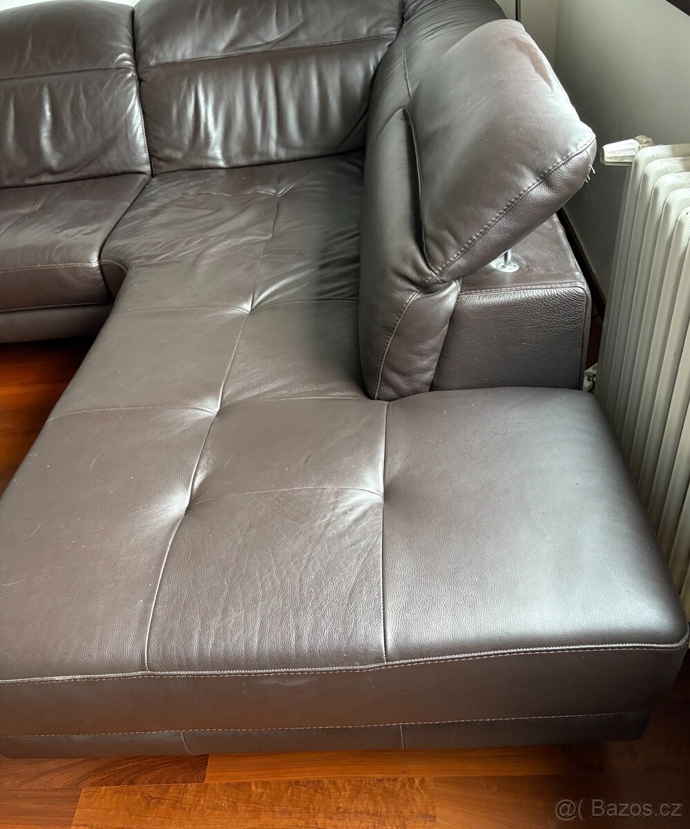 Kožená sedací souprava rohová - 3
