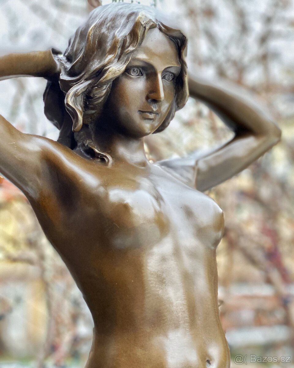 Velká luxusní erotická bronzová socha - nahá žena exkluzivní - 3