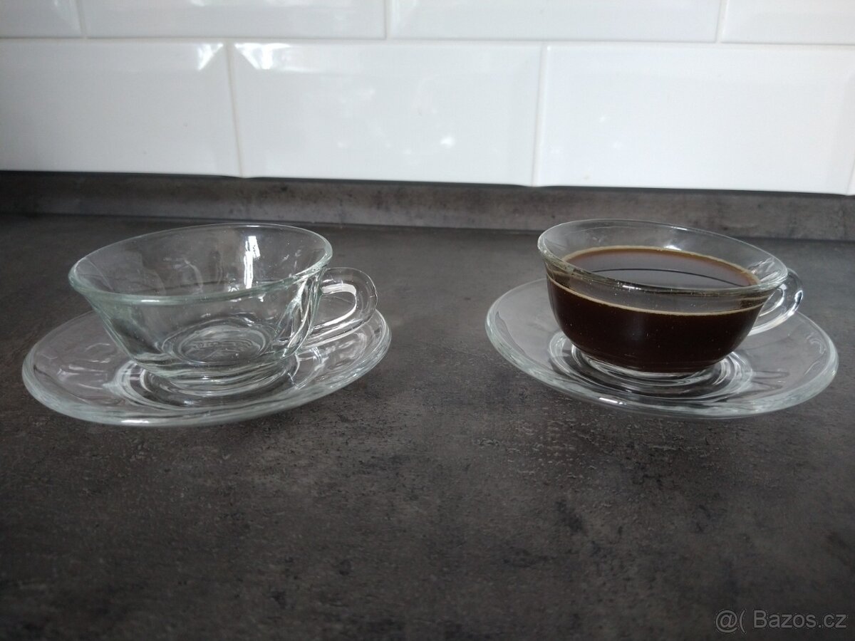 Vintage sada skleněné hrníčky a podšálky 12 ks - 3