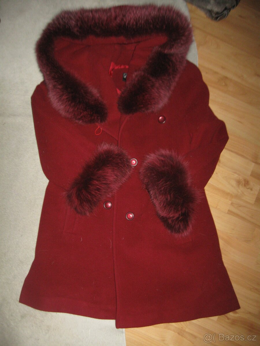 bordó 3/4 kabát paleto 70%vlna 10% kašmír vel.M/L - 3