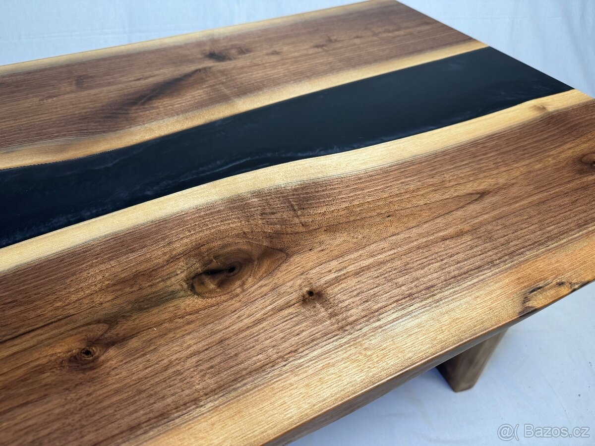 Konferenční stolek - ořech a černý epoxid - 3