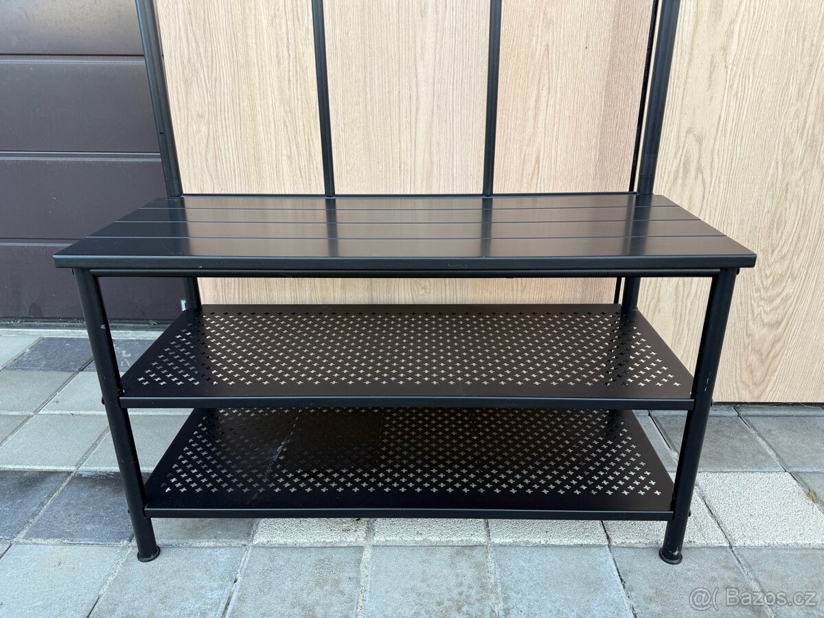 IKEA věšák a lavice s úložným prostorem na boty, černá. - 3