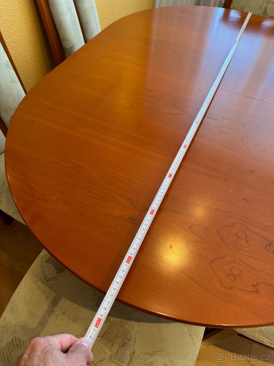 Rozkládací dýhovaný jídelní stůl, 136(214)x95 + 6x židle - 3