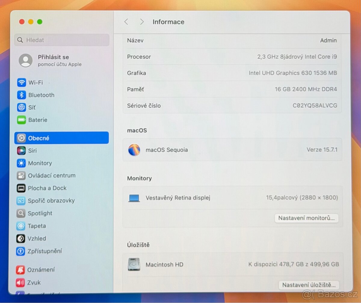 MacBook Pro 15” 2019 /16GB RAM/Intel i9/512GB SSD/Záruka - 3