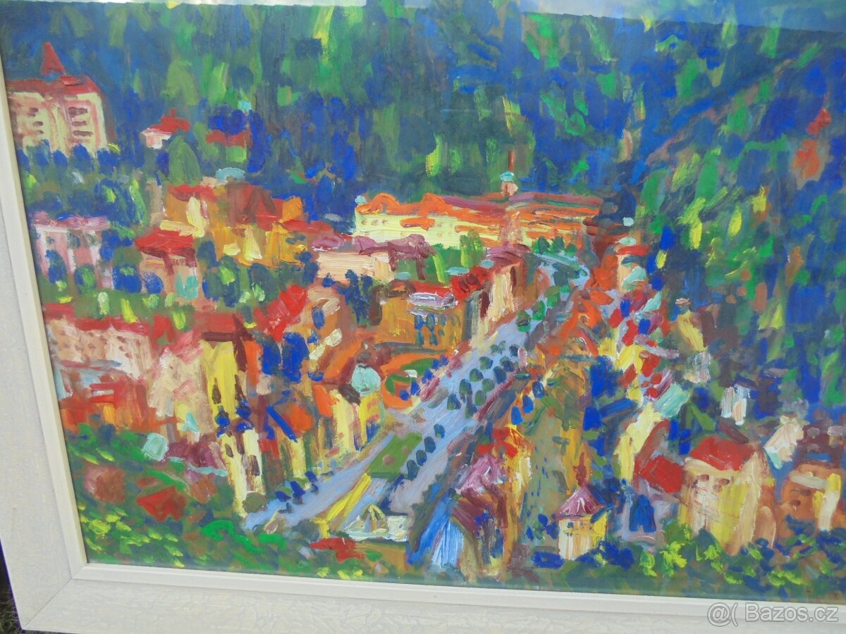 OBRAZ OLEJ NA KARTONU-KARLOVY VARY - 3