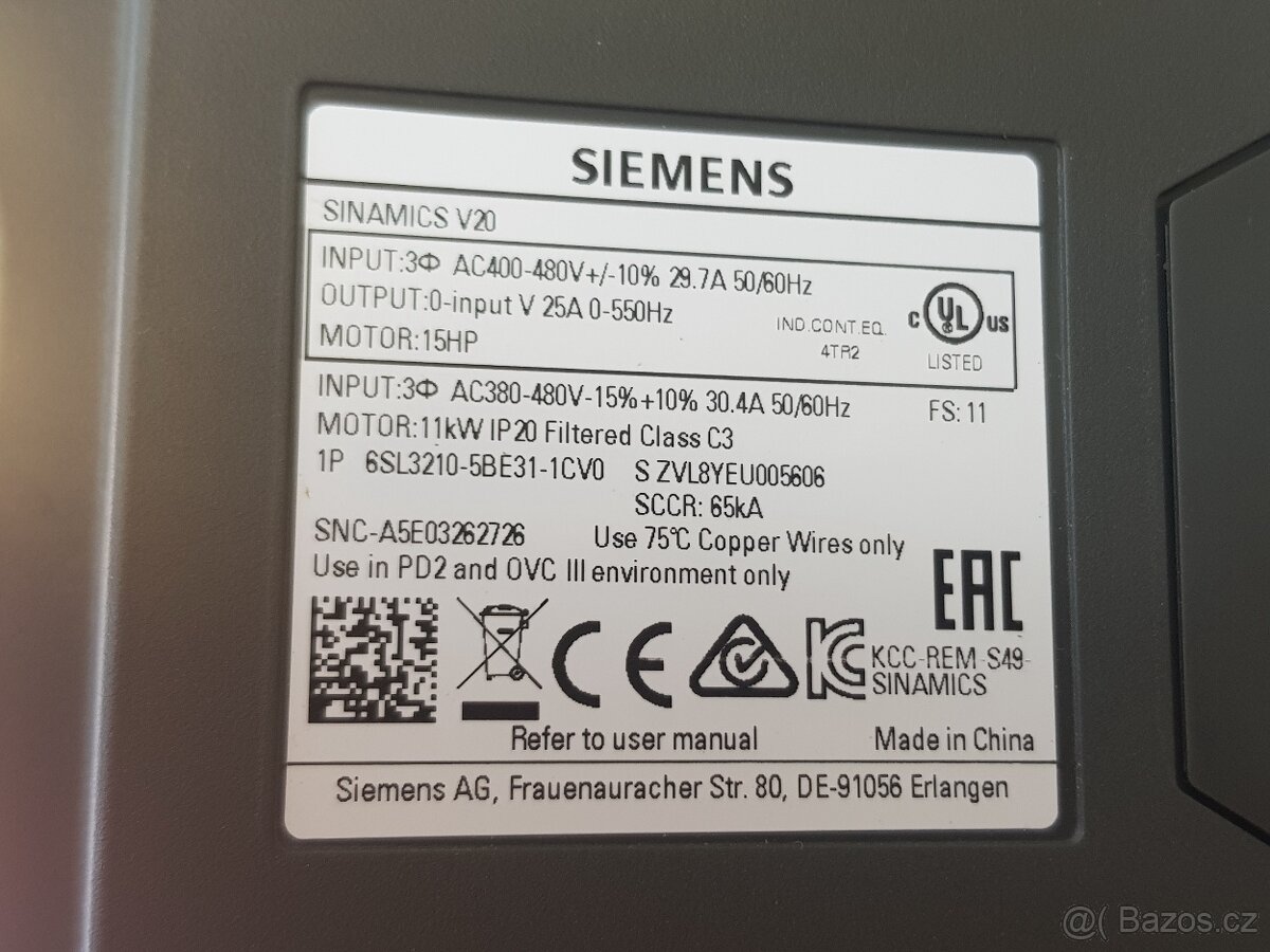 Frekvenční měnič Siemens 11kW - 3