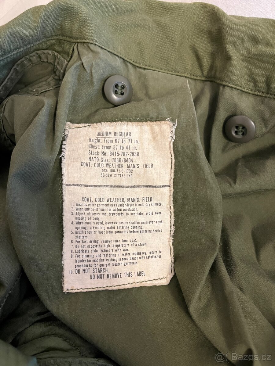 Bunda US Army M65 originál 1972 - 3