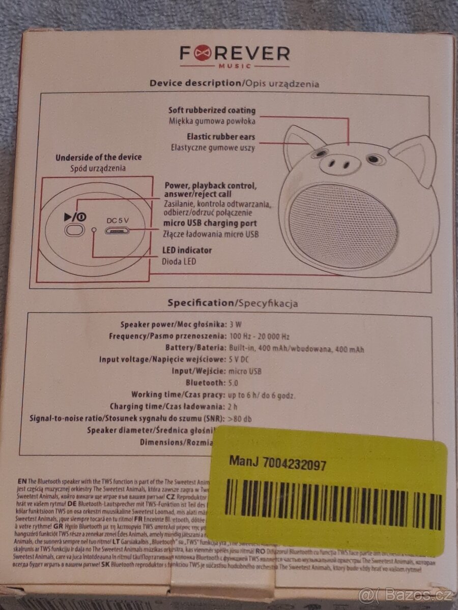 Dětský Bluetooth reproduktor Forever Sweet - 3