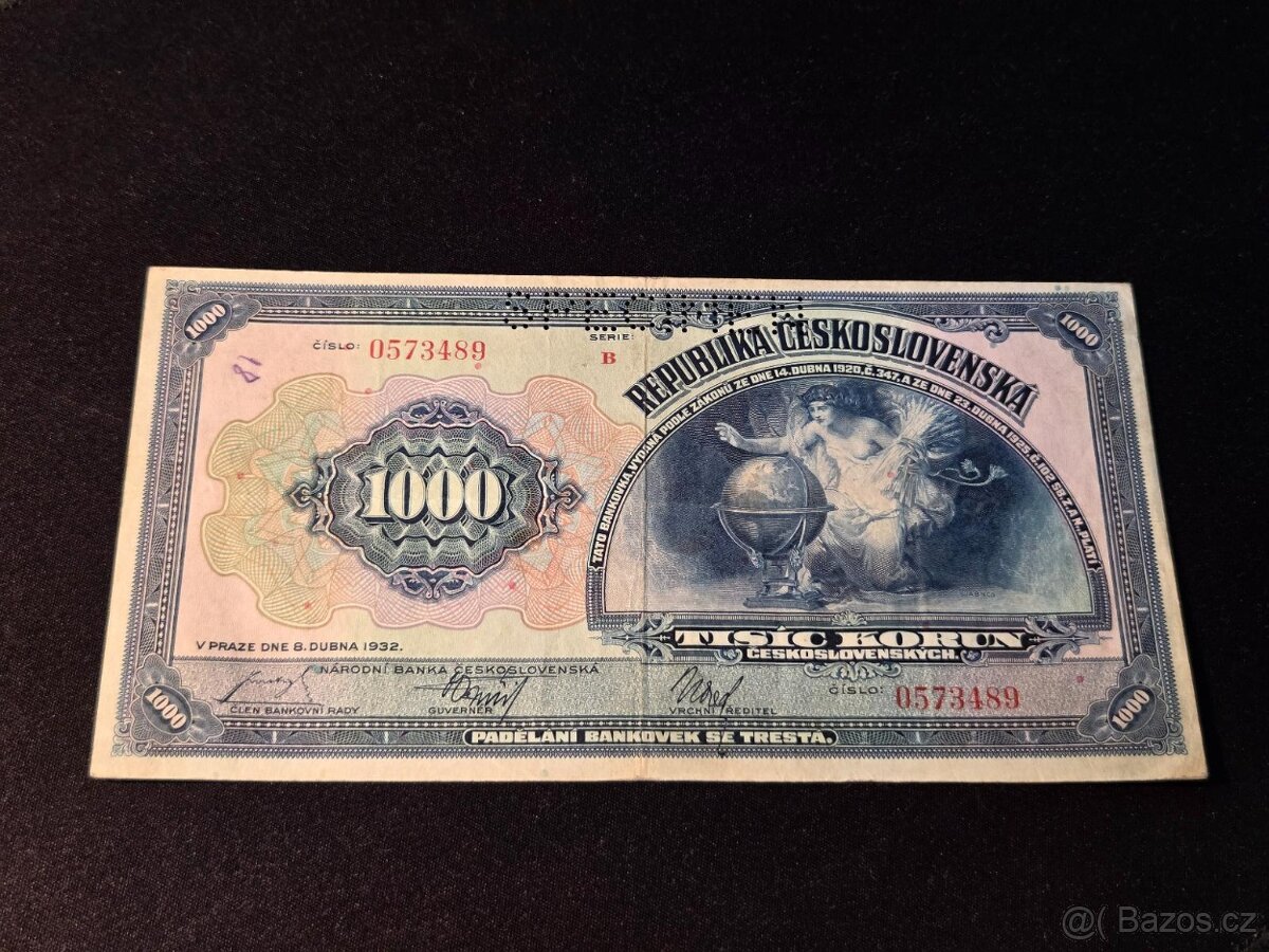 1000 korun 1932 PRVNÍ REPUBLIKA - 3